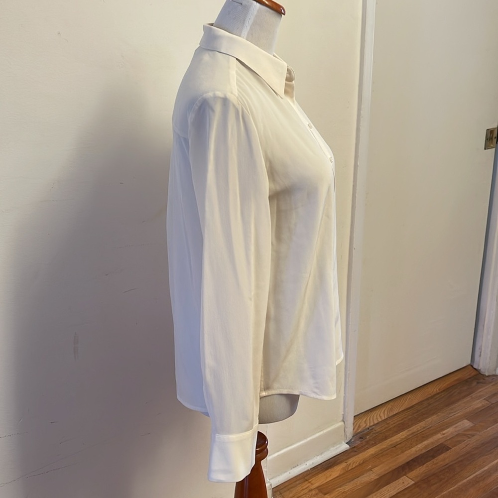 Paris Atelier Cream Colored Silk Button Up Blouse Sz 2 - Picture 3 of 10